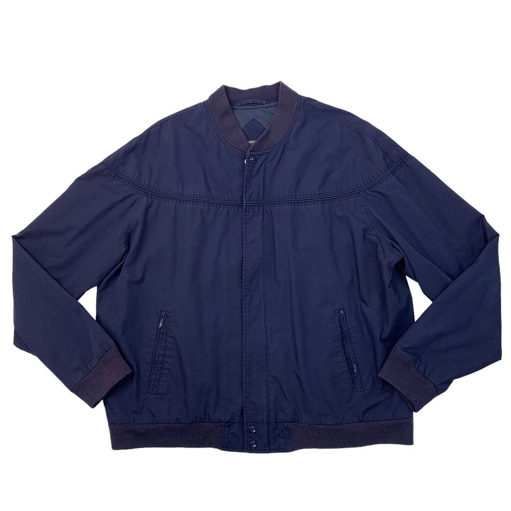 Vintage David Taylor‎ Jacket Mens XLT Tall Navy Ribbed Long Sleeve Zip Pocket
